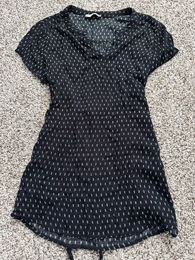 Black Short Sleeve Maternity Tunic with White Microprint